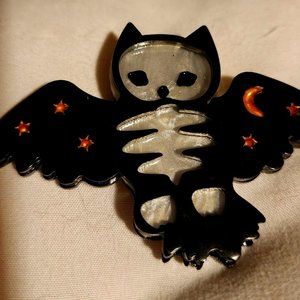 Layered Owl Skeleton Brooch